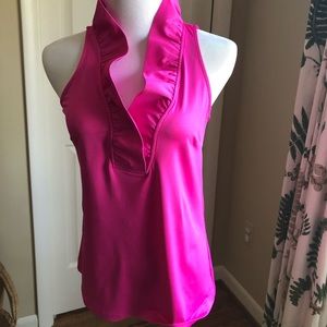 Gretchen Scott hot pink ruffle top